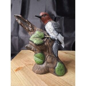 Tree Stump Color Unbranded | Accents | Vintage Red Headed Woodpecker Ceramic Figurine ...